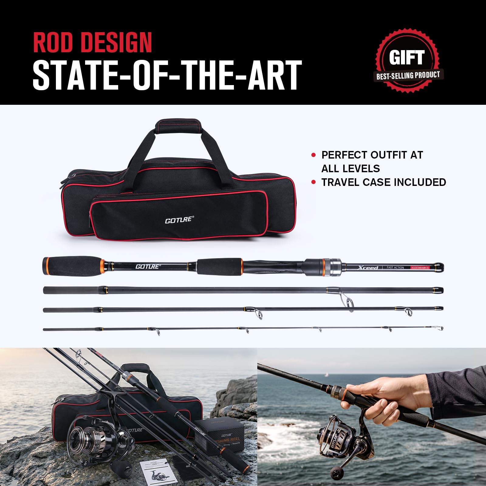 Goture Portable Spinning Fishi - đánh giá và giá Fishing Rod Spinning